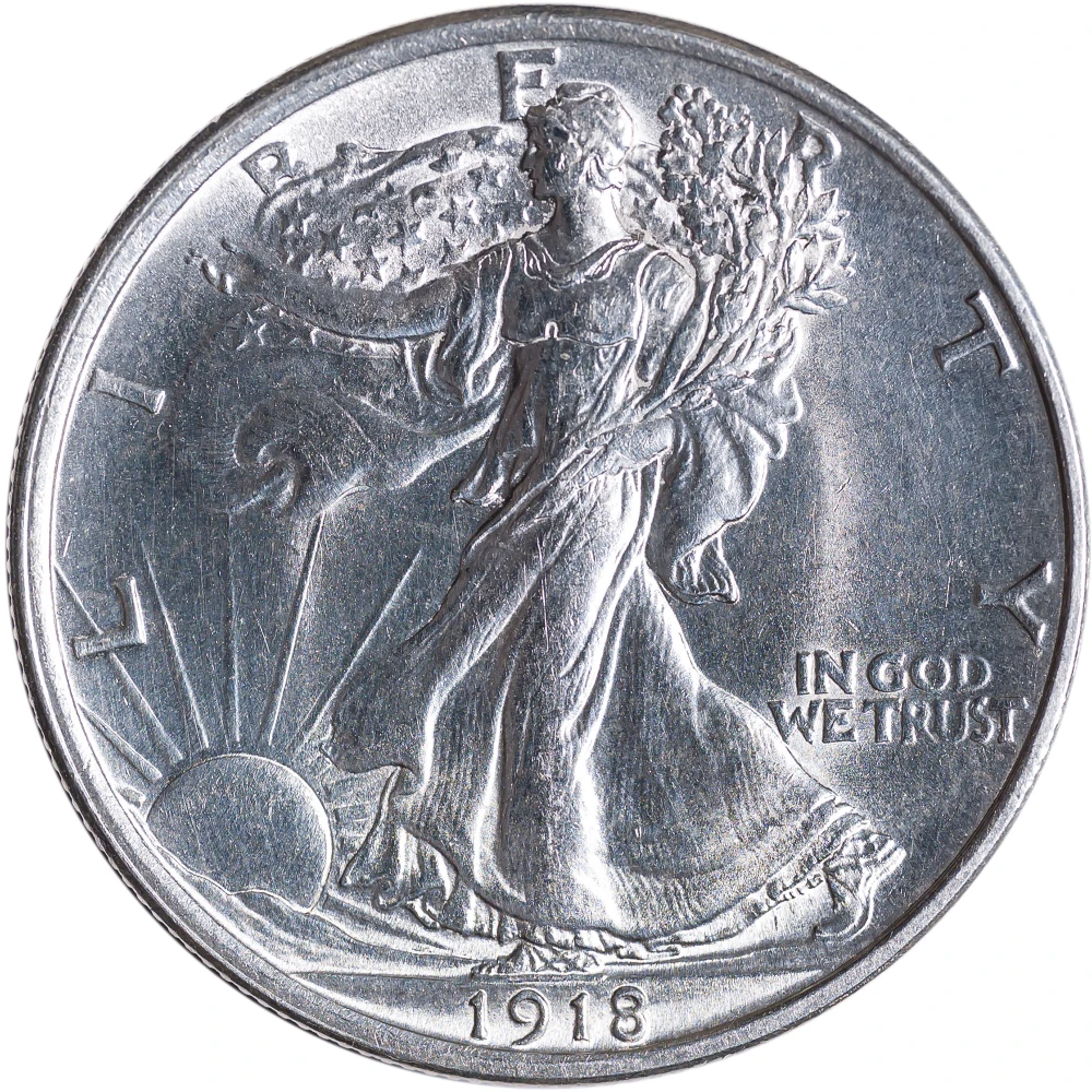 MS-60 1918 Walking Liberty Half Dollar