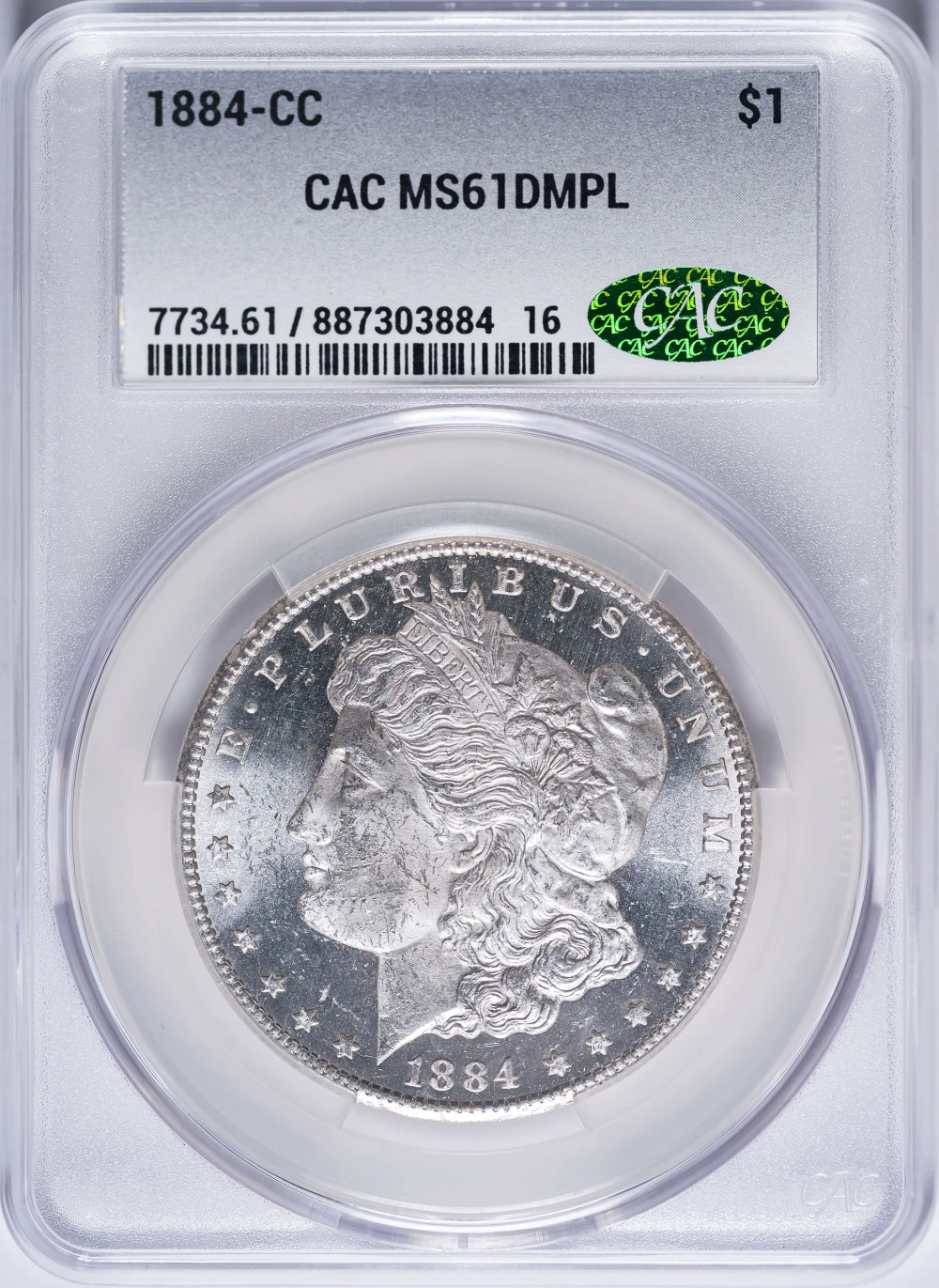 CACG MS-61 DMPL 1884-CC Morgan Dollar