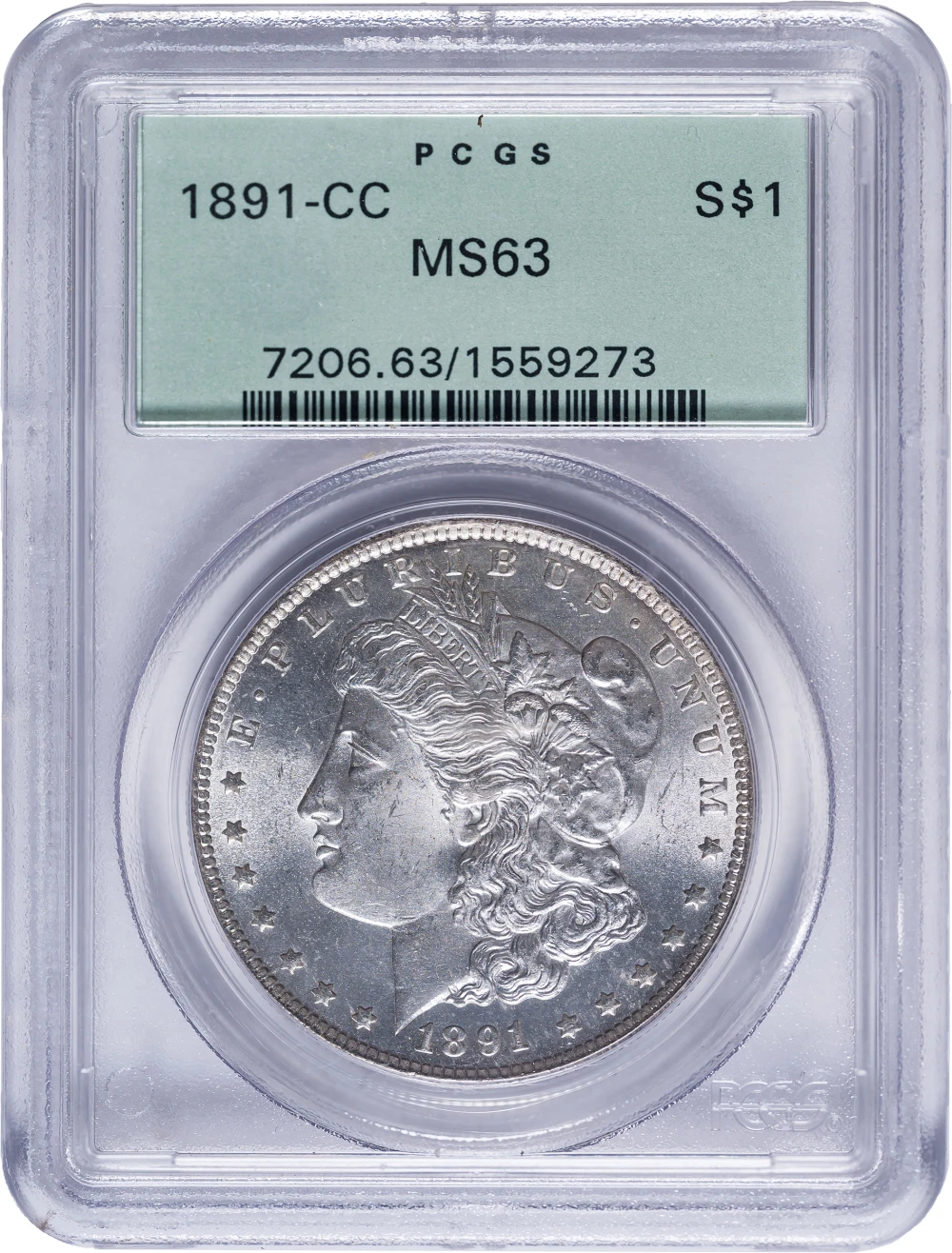 PCGS MS-63 1891-CC Spitting Eagle Morgan Dollar