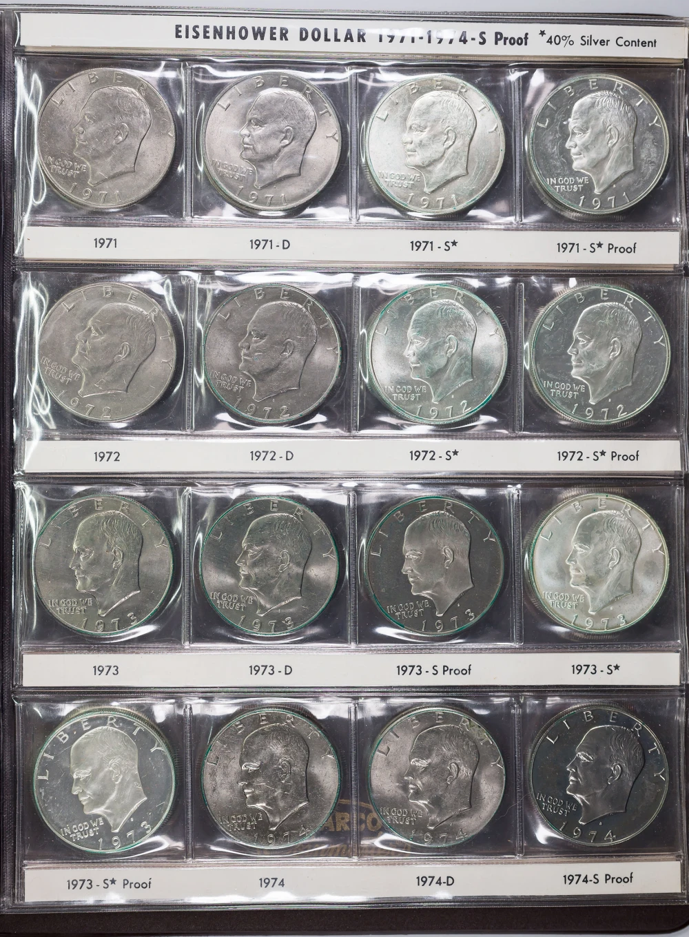 Complete 1971-78 Eisenhower Dollar Set