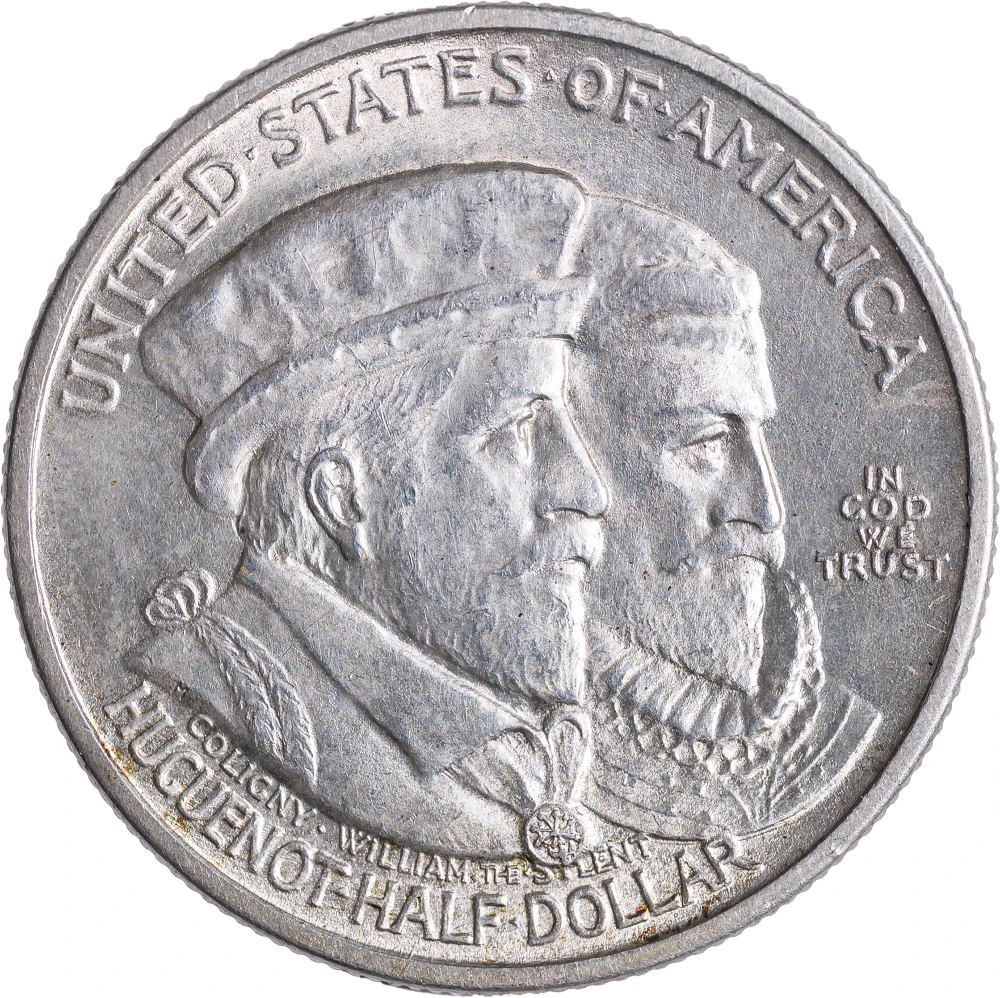 MS-60+ 1924 Huguenot Half Dollar