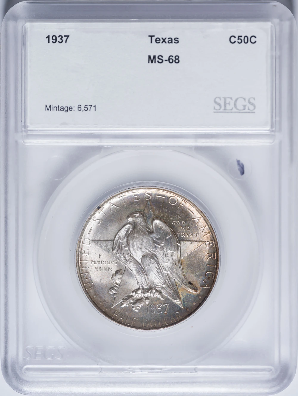 SEGS MS-68 1937 Texas Half Dollar