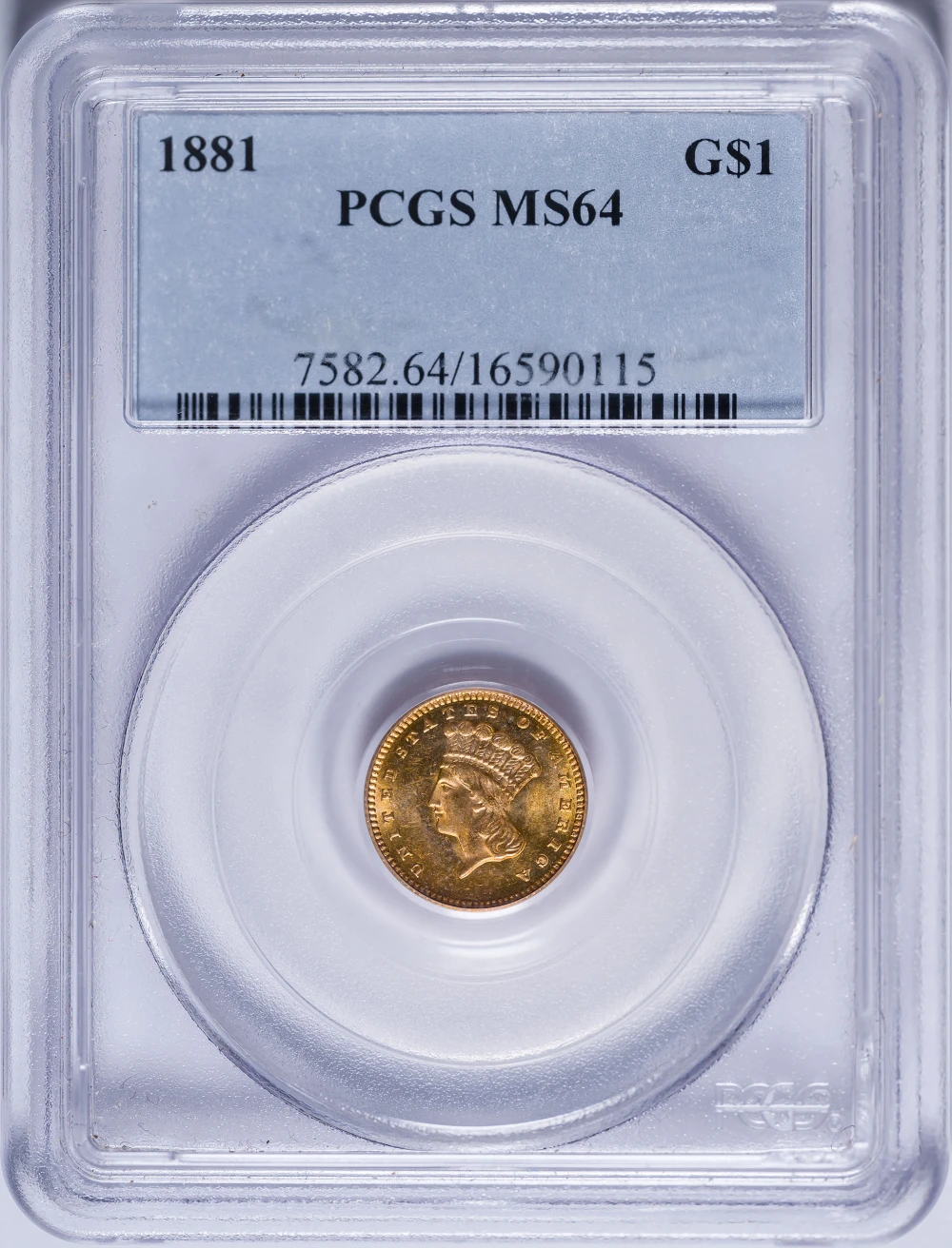 PCGS MS-64 1881 $1 Gold