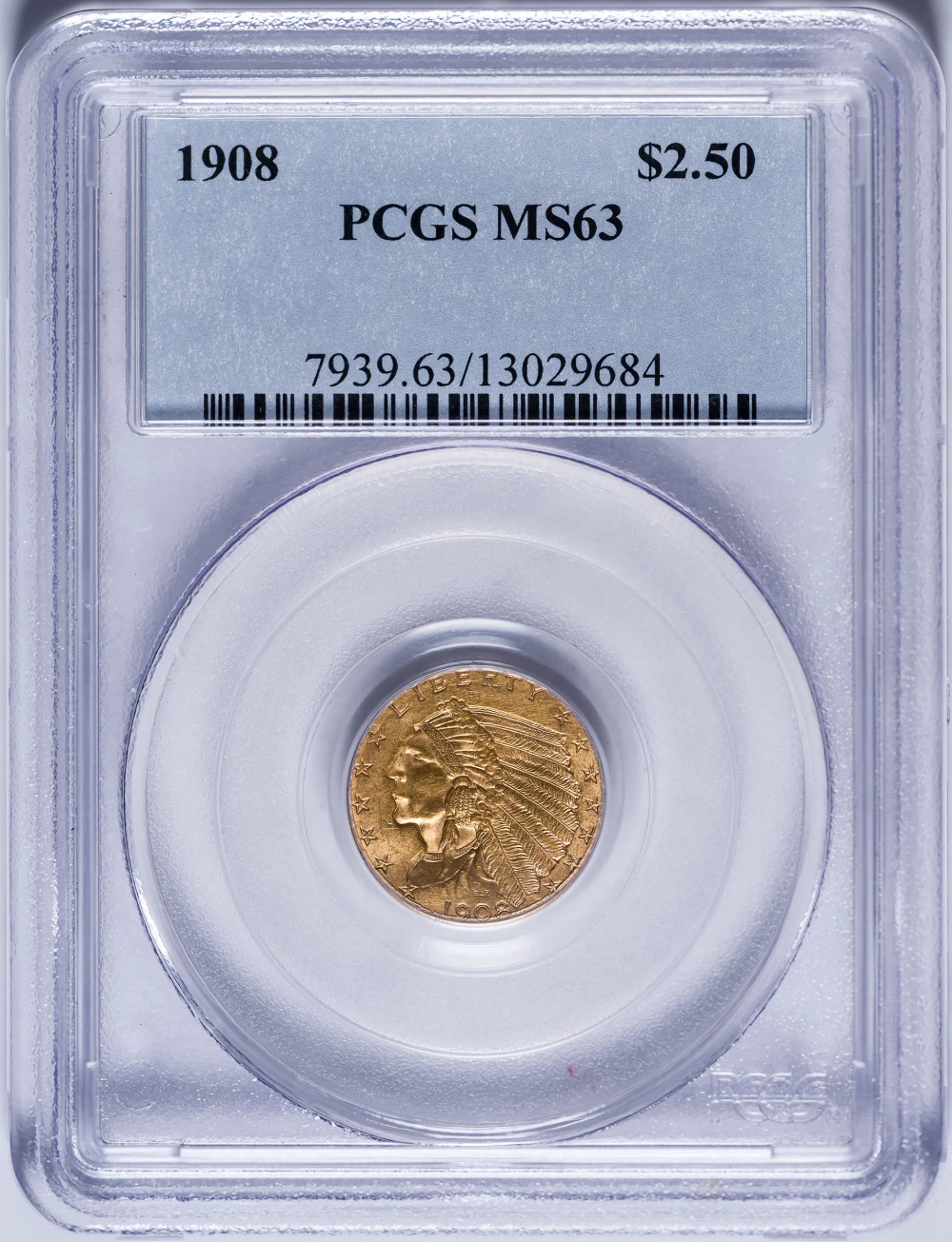 PCGS MS-63 1908 $2.50 Gold Indian
