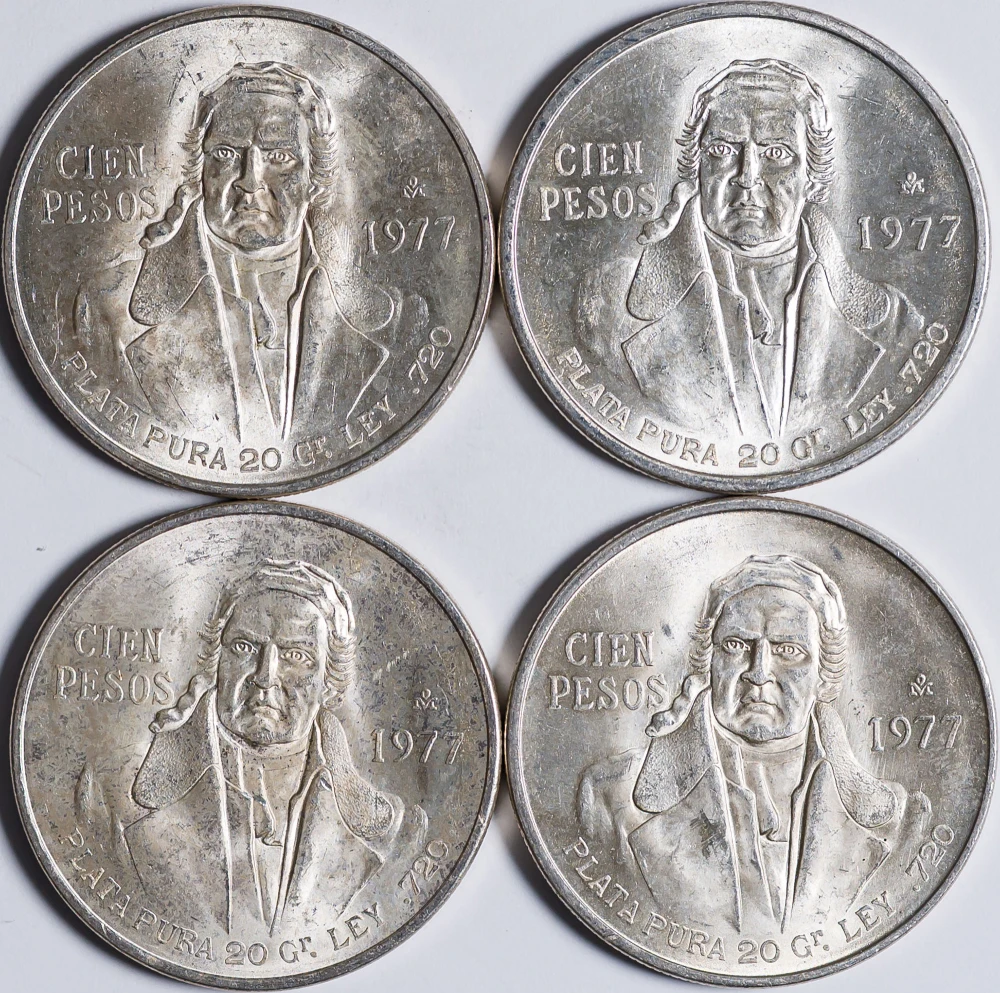 Mexico. 1977 Silver 100 Peso Quartet