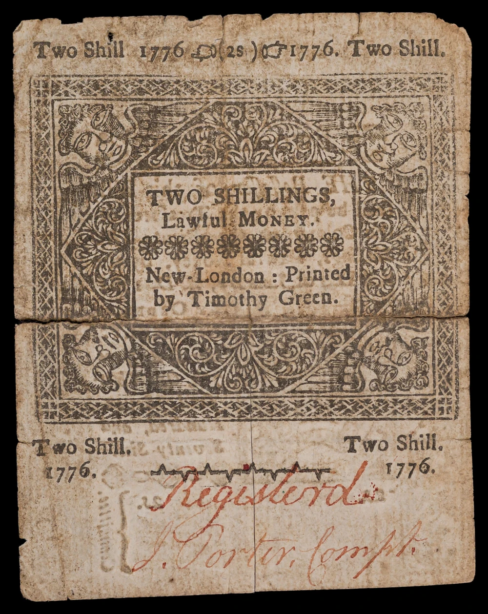 Connecticut. Fine-VF 1776 Two Shillings Note
