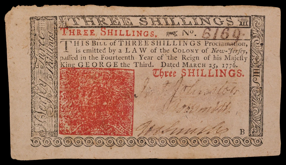 New Jersey. EF-AU Details 1776 Three Shillings