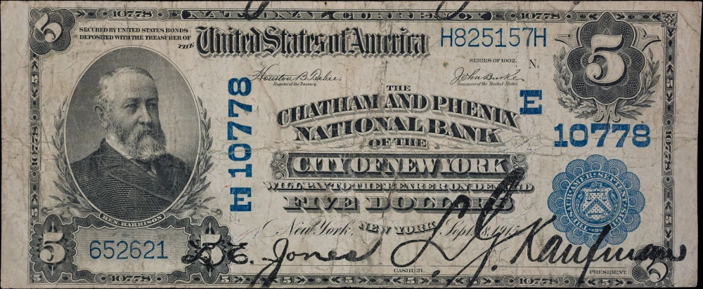 VF 1902 Plain Back $5 National Currency