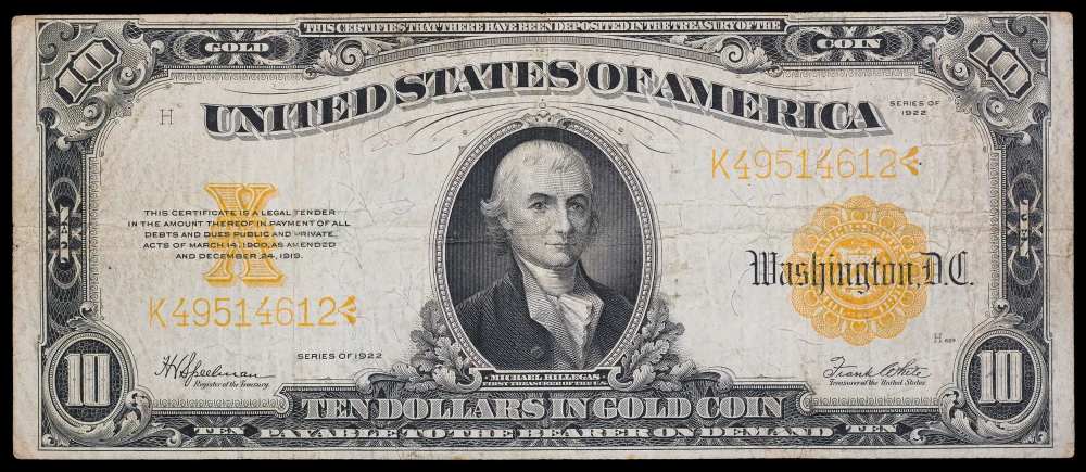 VF 1922 $10 Gold Certificate