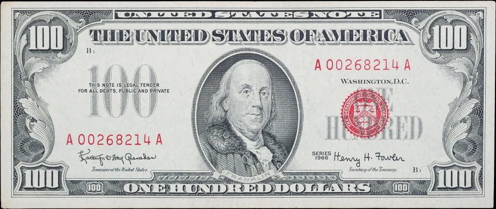 AU 1966 $100 United States Note