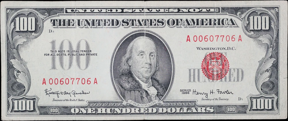 EF 1966 $100 United States Note