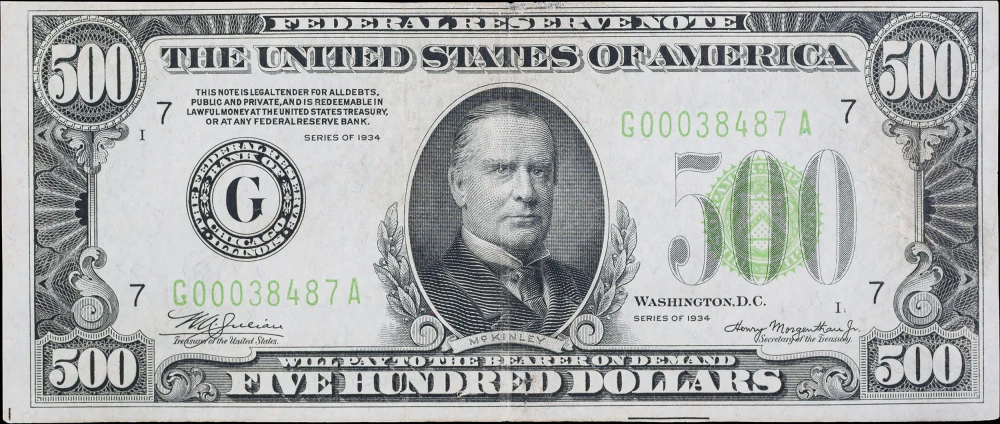 EF 1934 $500 Federal Reserve Note