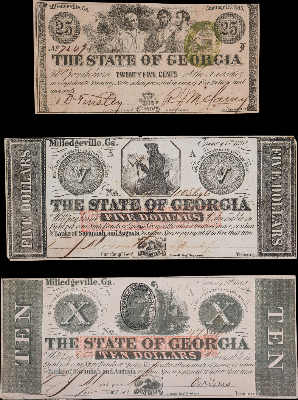 1862/63 State Of Georgia Trio