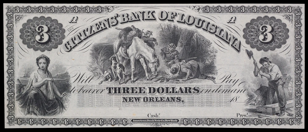 AU 1860's Citizens Bank Of Louisiana $3