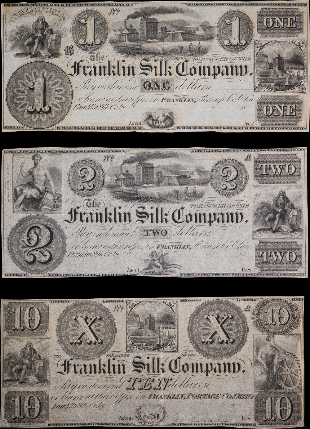 3 Different 1830's Franklin OH Obsoletes