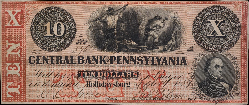 EF 1859 Central Bank Of PA $10