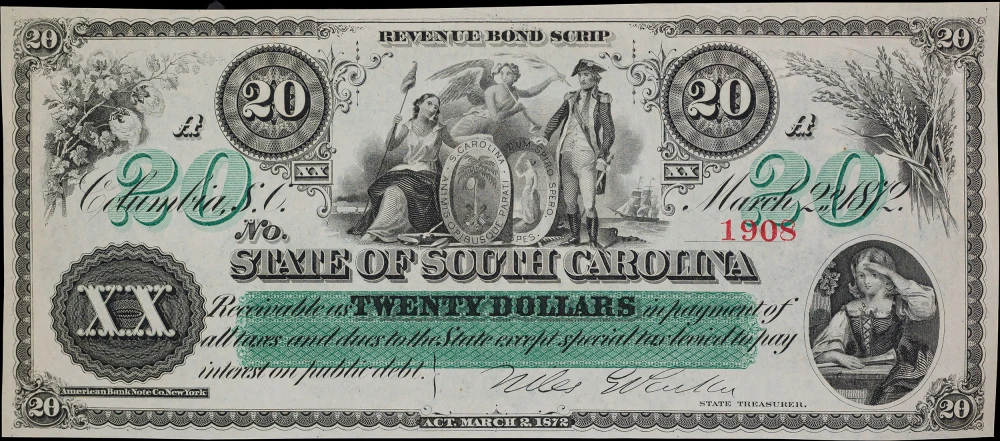 AU 1872 State Of South Carolina $20