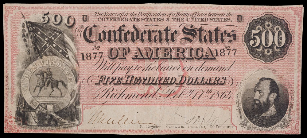 VF+ 1864 Confederate $500