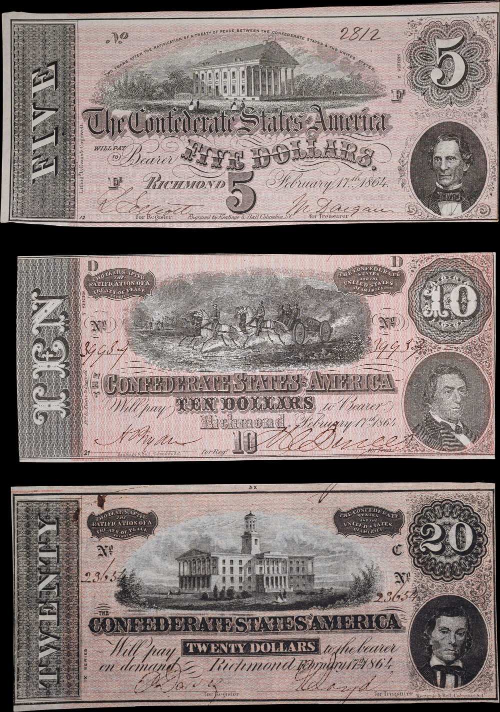 1864 Confederate Trio