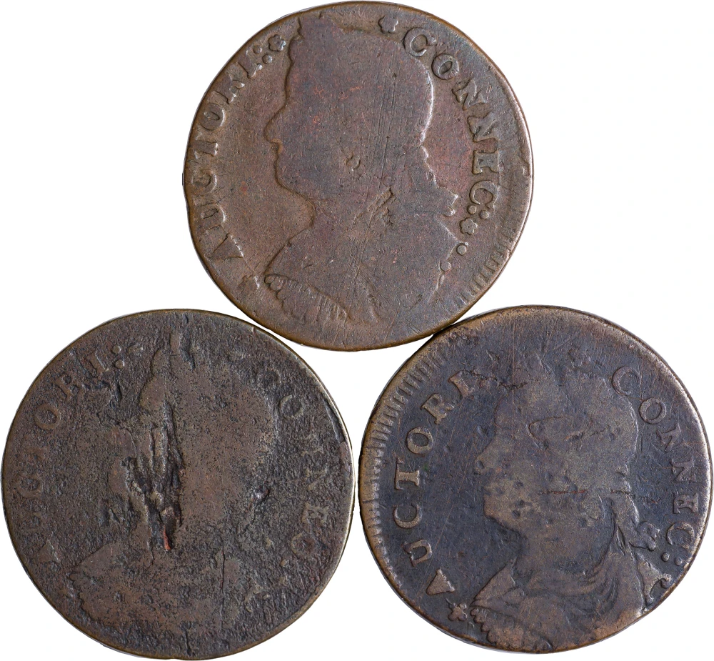 Connecticut. Three VG 1787 Coppers