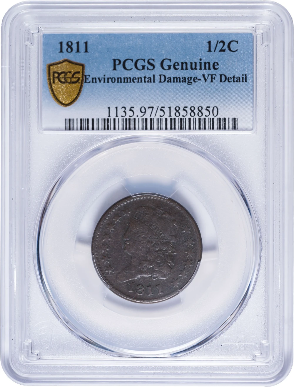 PCGS VF Details 1811 Half Cent