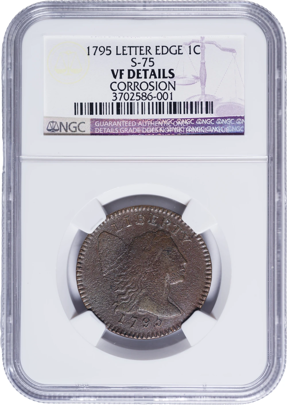NGC VF Details 1795 Lettered Edge Large Cent