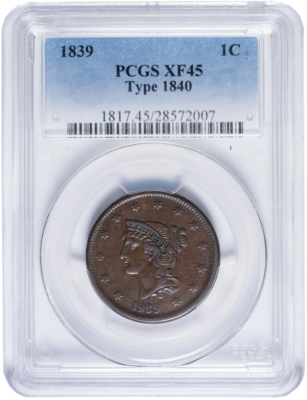PCGS EF-45 1839 Large Date