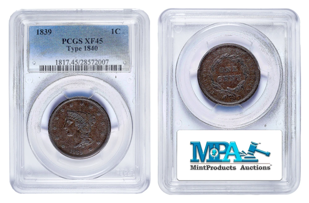 PCGS EF-45 1839 Large Date