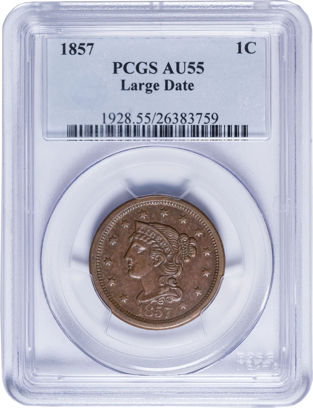 PCGS AU-55 1857 Large Date Large Cent