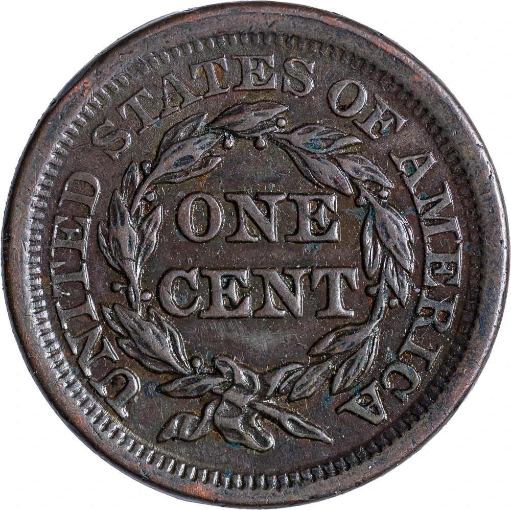 AU-50 1854 Large Cent 