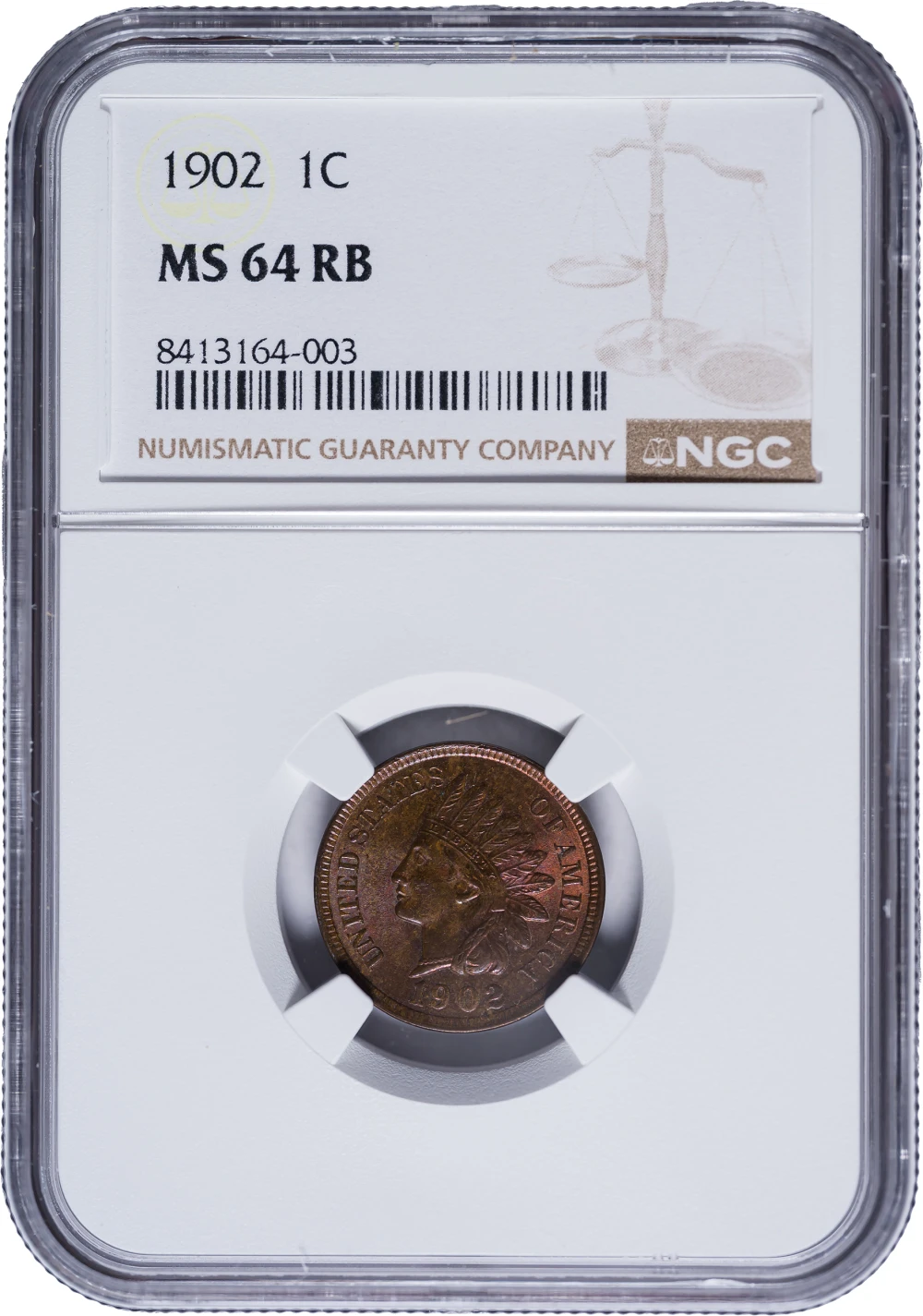 NGC MS-64 RB 1902 Indian Cent
