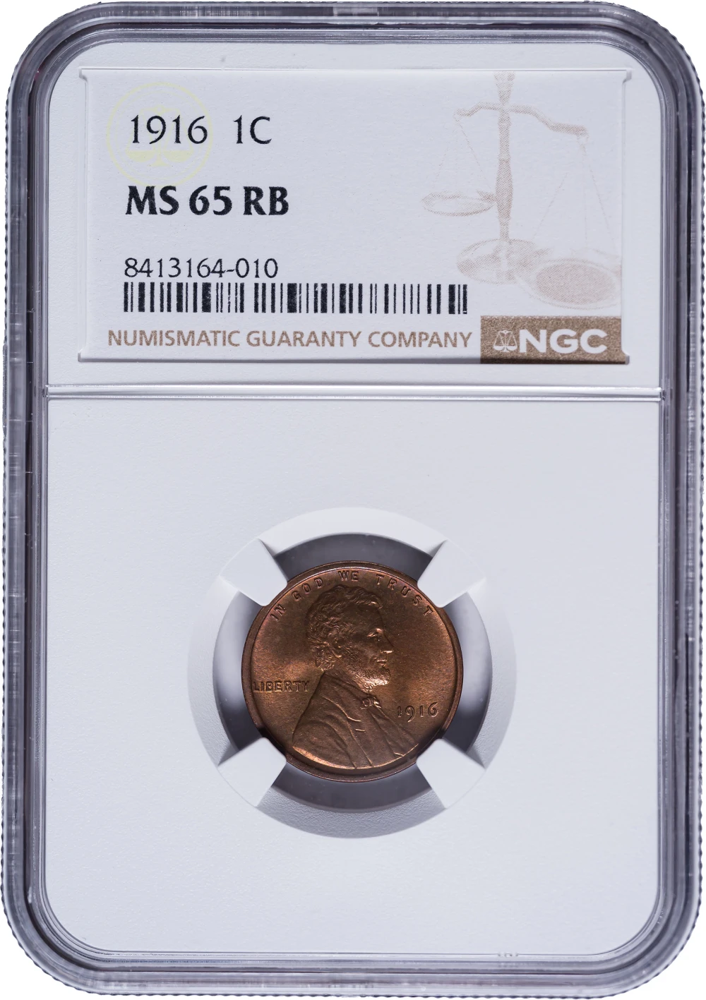NGC MS-65 RB 1916 Lincoln Cent