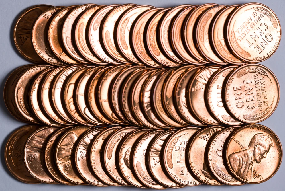 Roll Of 1957-D Bie Die Chip Error Lincoln Cents