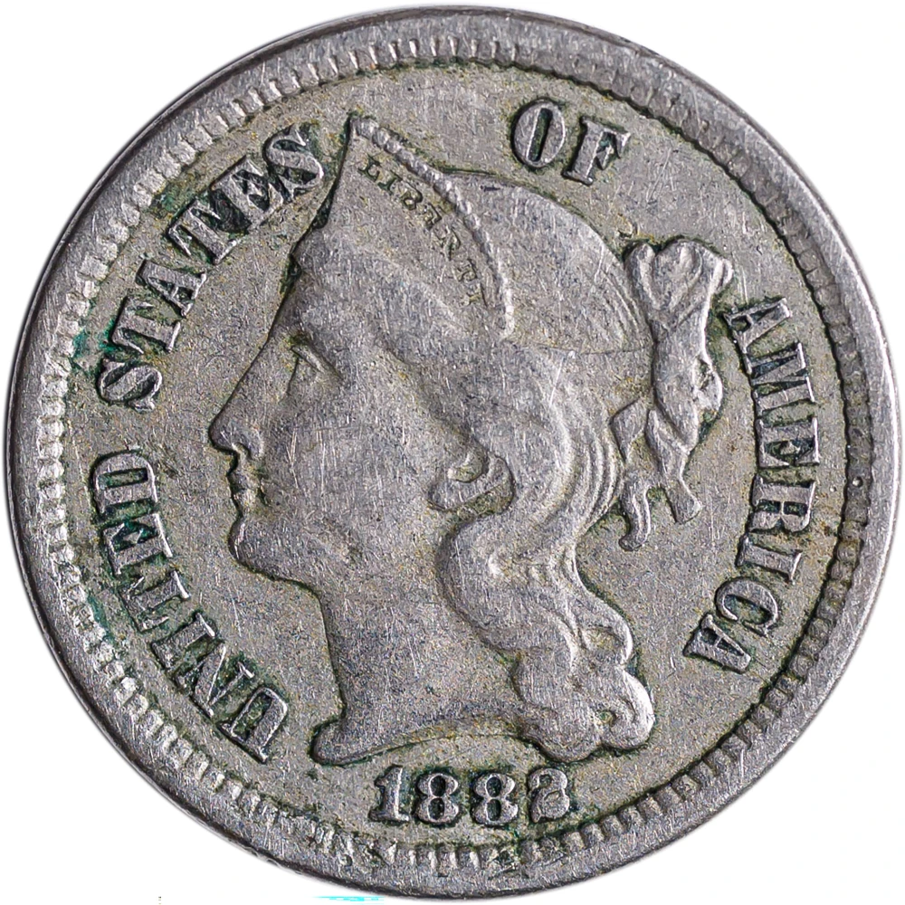 EF-40 1882 Three Cent Nickel