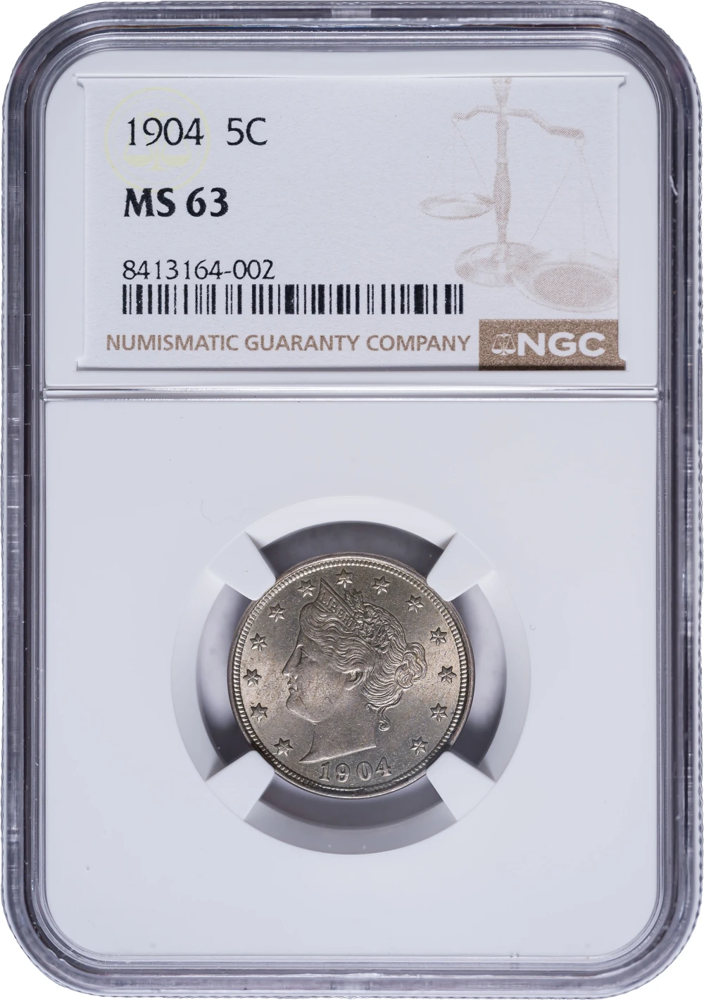 NGC MS-63 1904 Liberty Nickel