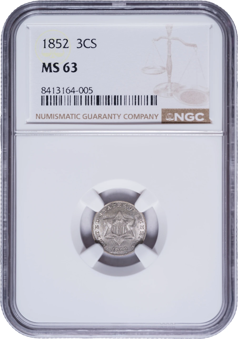 NGC MS-63 1852 Silver Three-Cents