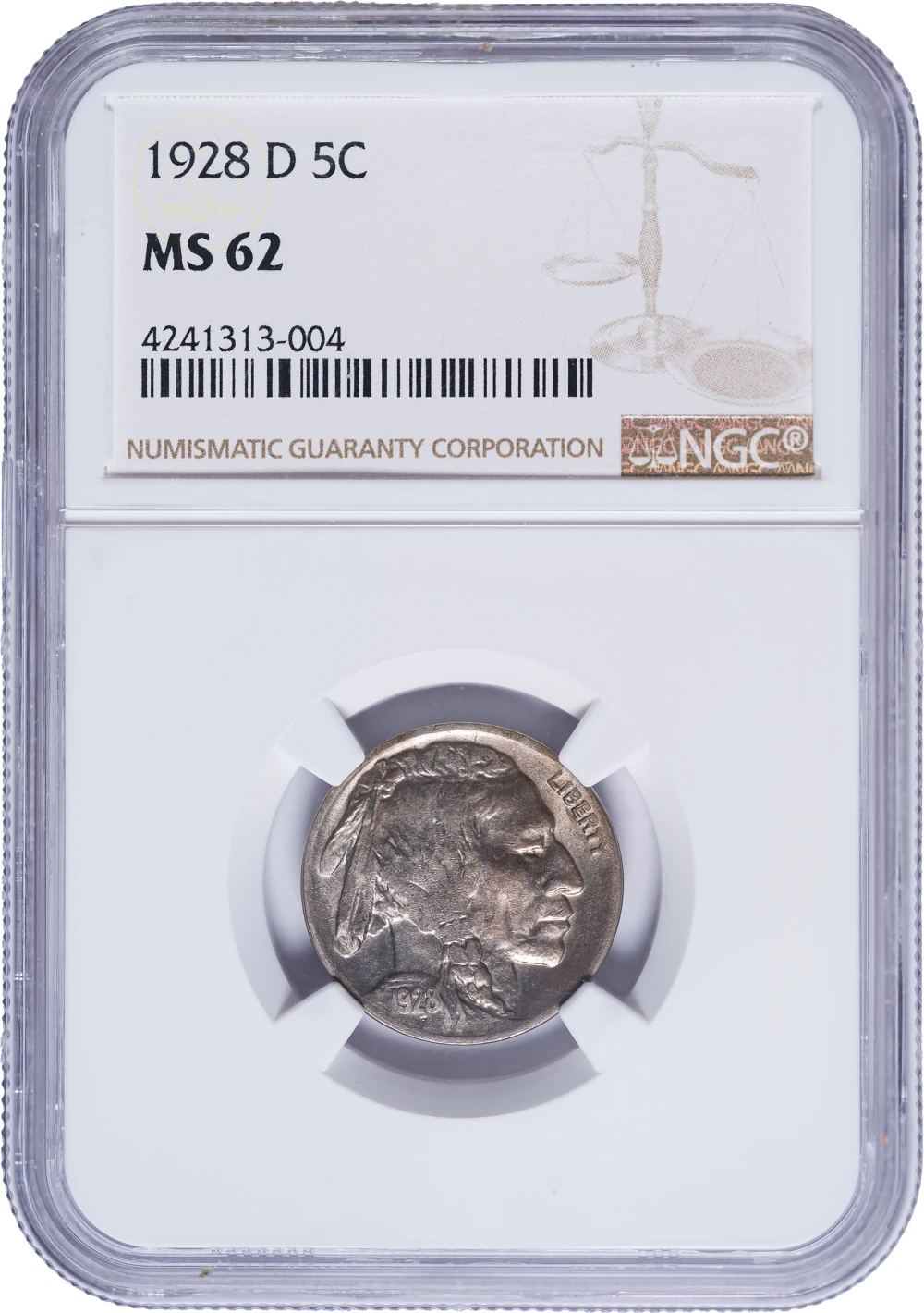 NGC MS-62 1928-D Buffalo Nickel