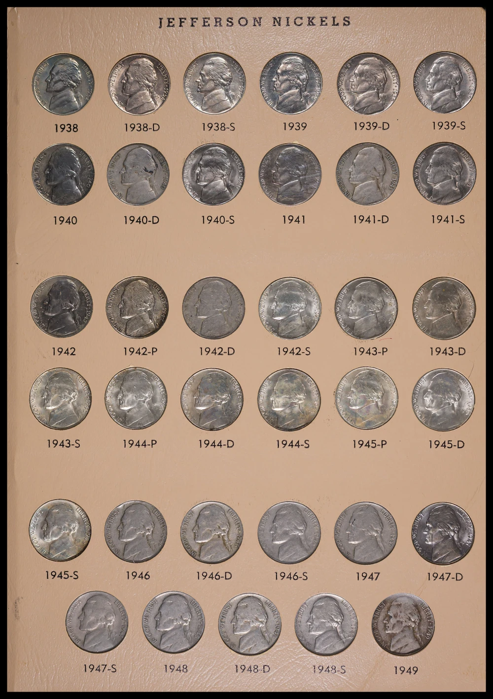 1938-2011 Jefferson Nickel Set