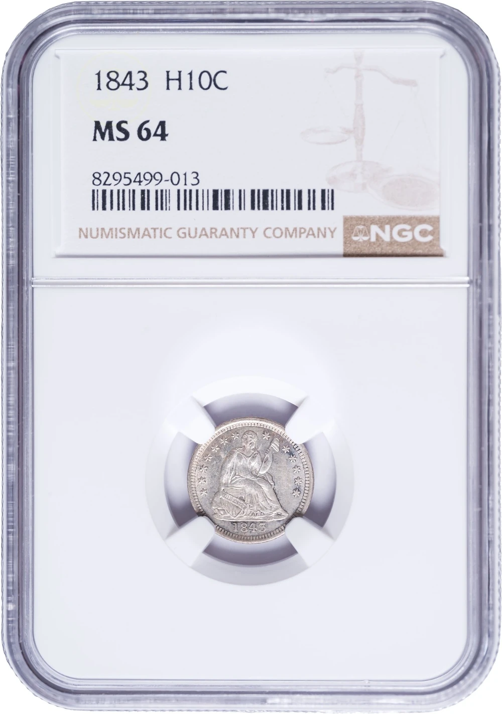 NGC MS-64 1843 Half Dime