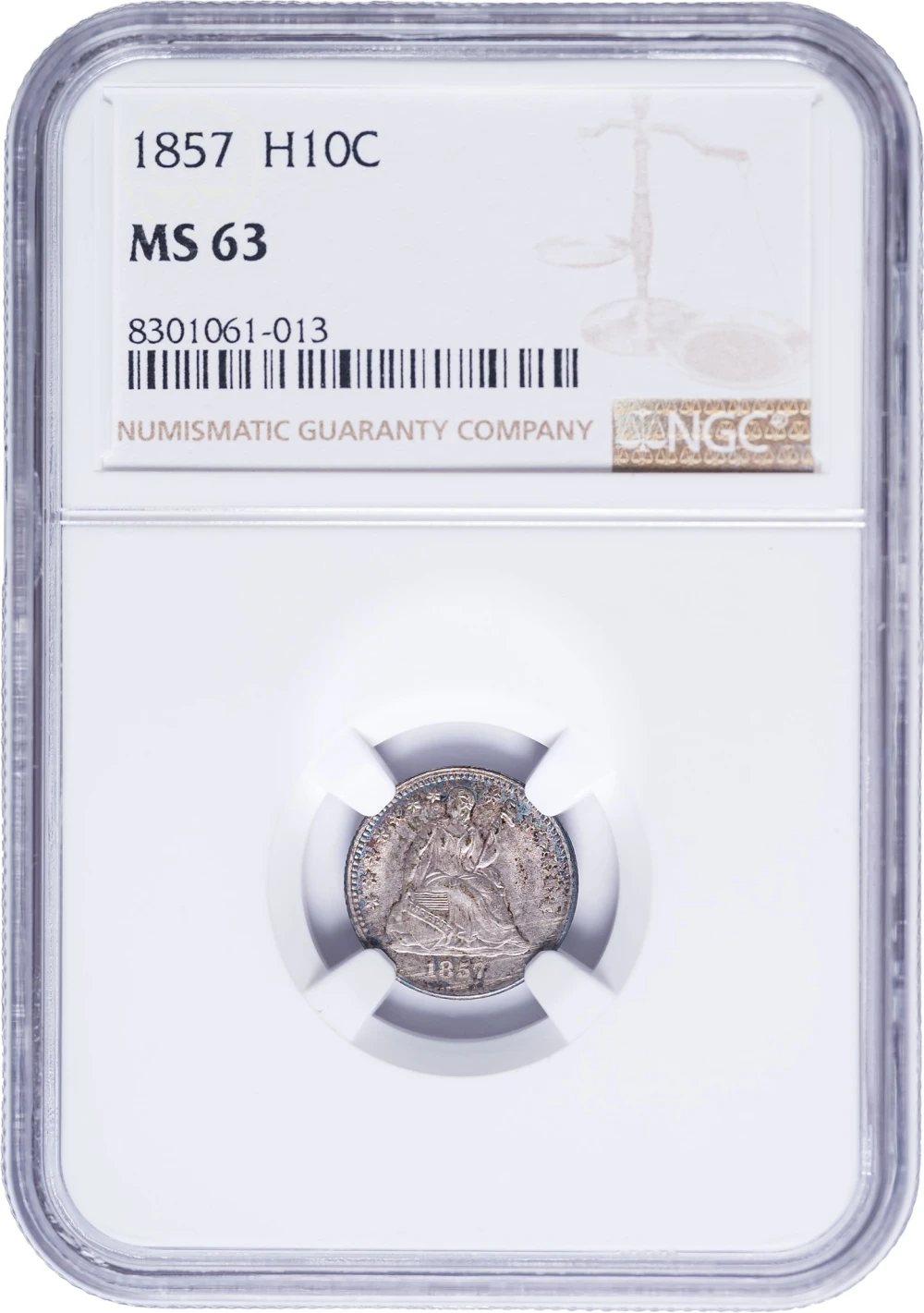NGC MS-63 1857 Half Dime