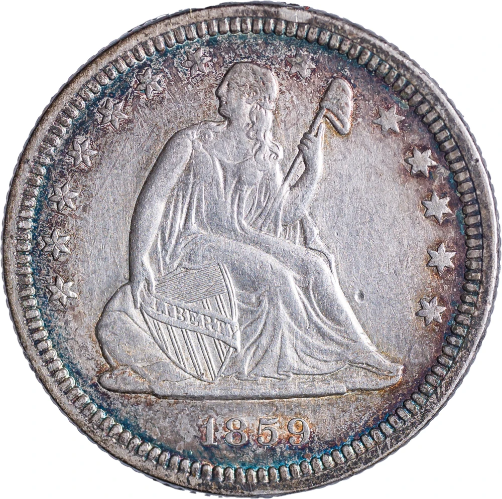AU-50 1859 Liberty Seated Quarter