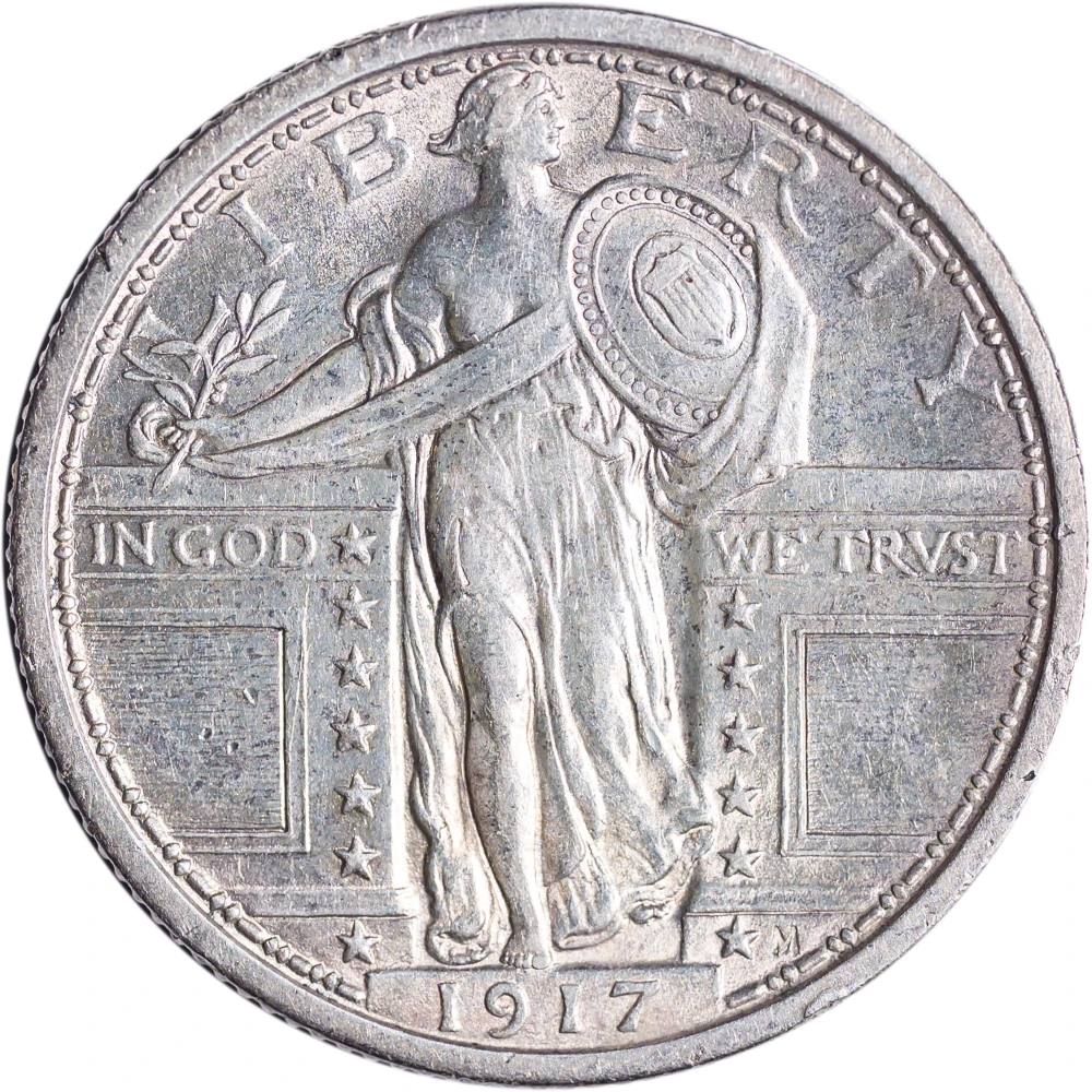 AU-50+ 1917 Type I Standing Liberty Quarter