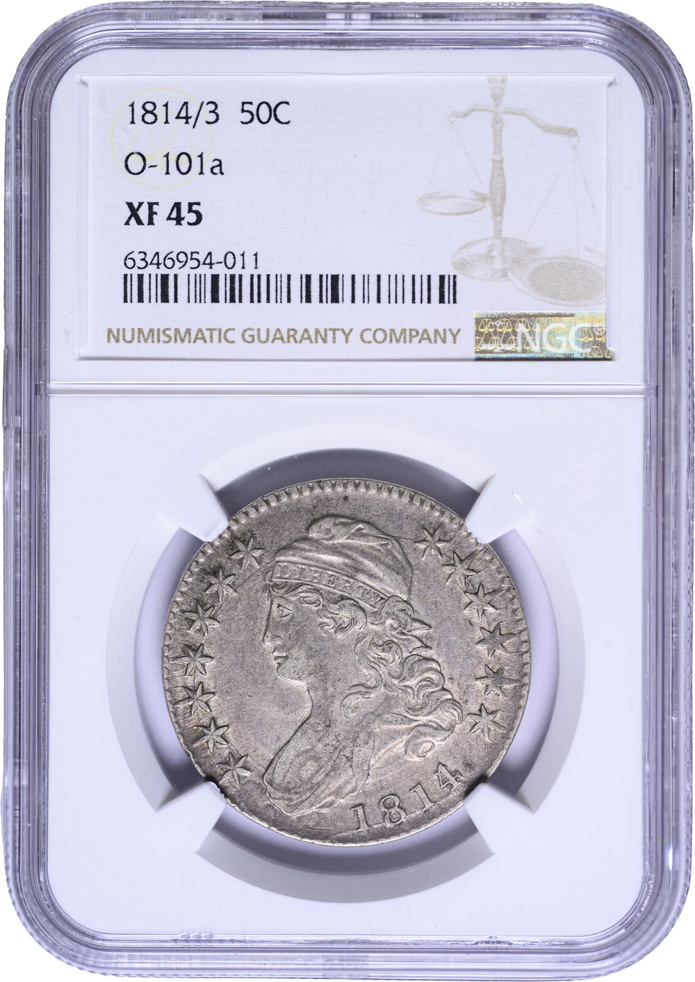 NGC EF-45 1814/3 Bust Half Dollar