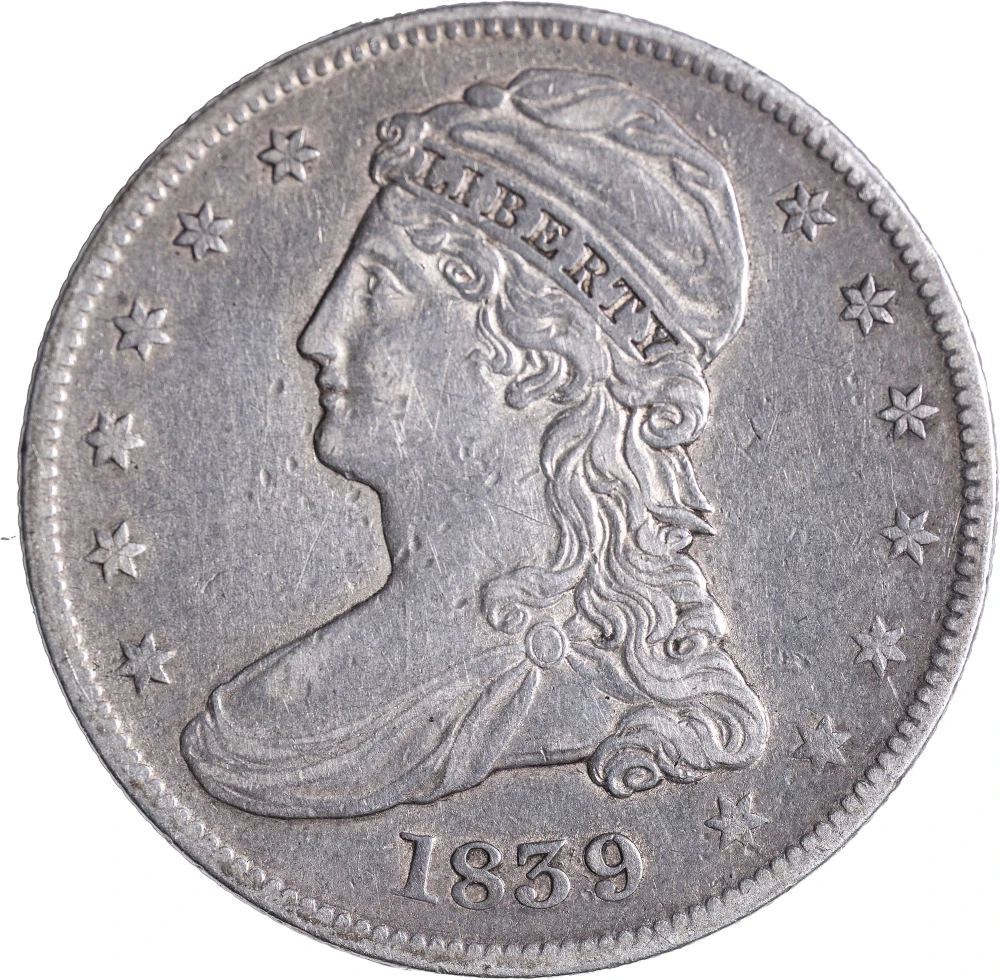 EF-40 1839 Reeded Edge Half Dollar