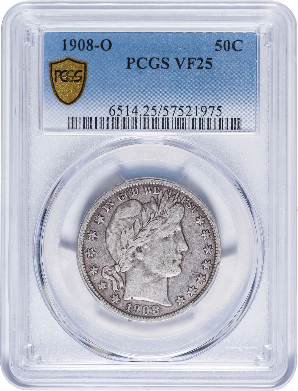 1908-O Barber Half Dollar PCGS VF-25