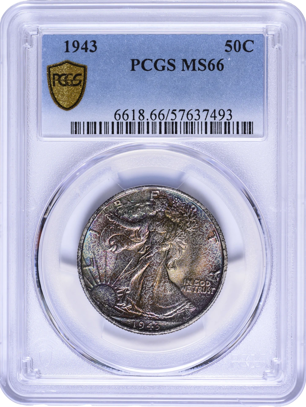 Wonderfully Toned PCGS MS-66 1943 Half Dollar