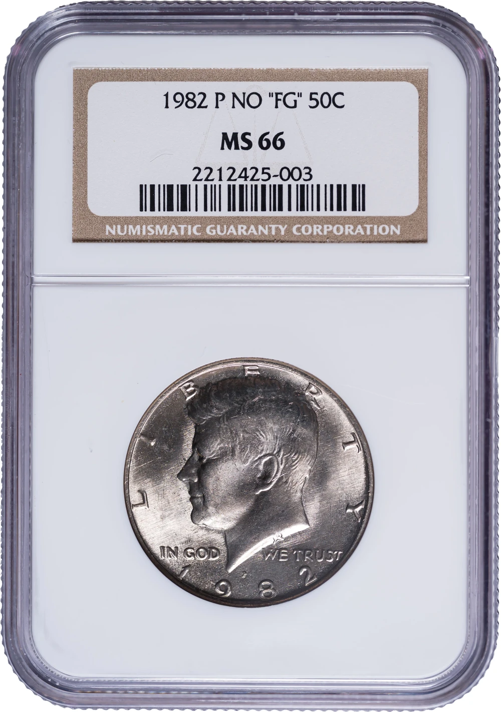 NGC MS-66 1982-P NO FG Kennedy Half