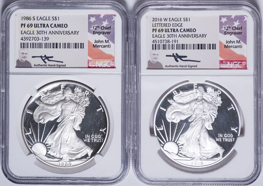 NGC Proof-69 Silver Eagle Pair