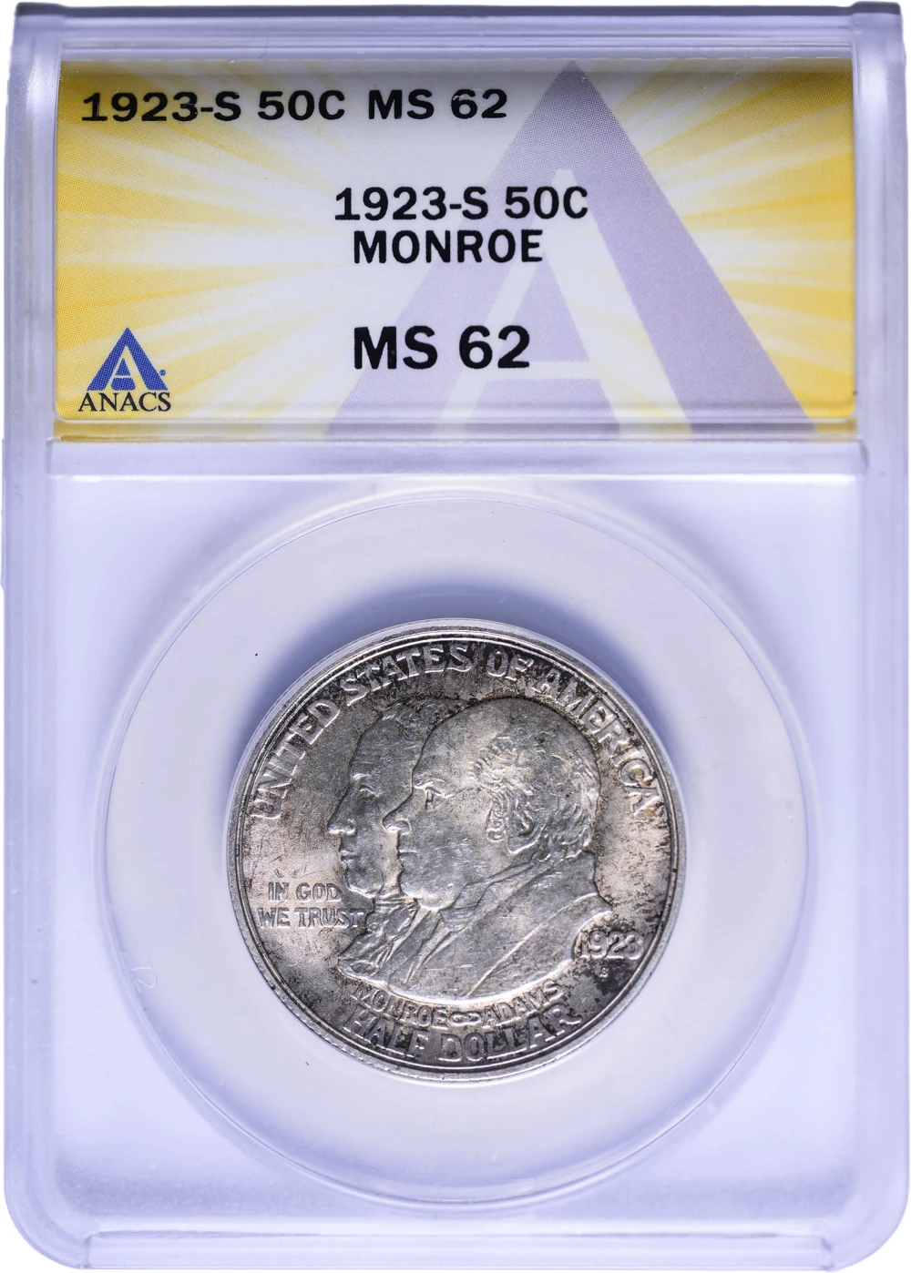 ANACS MS-62 1923-S Monroe Half Dollar