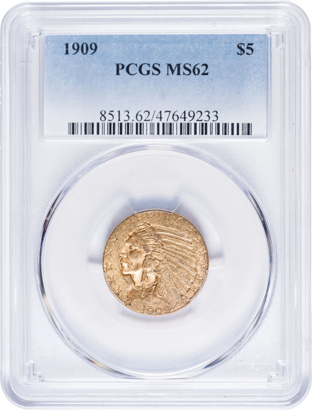 PCGS MS-62 1909 Gold $5